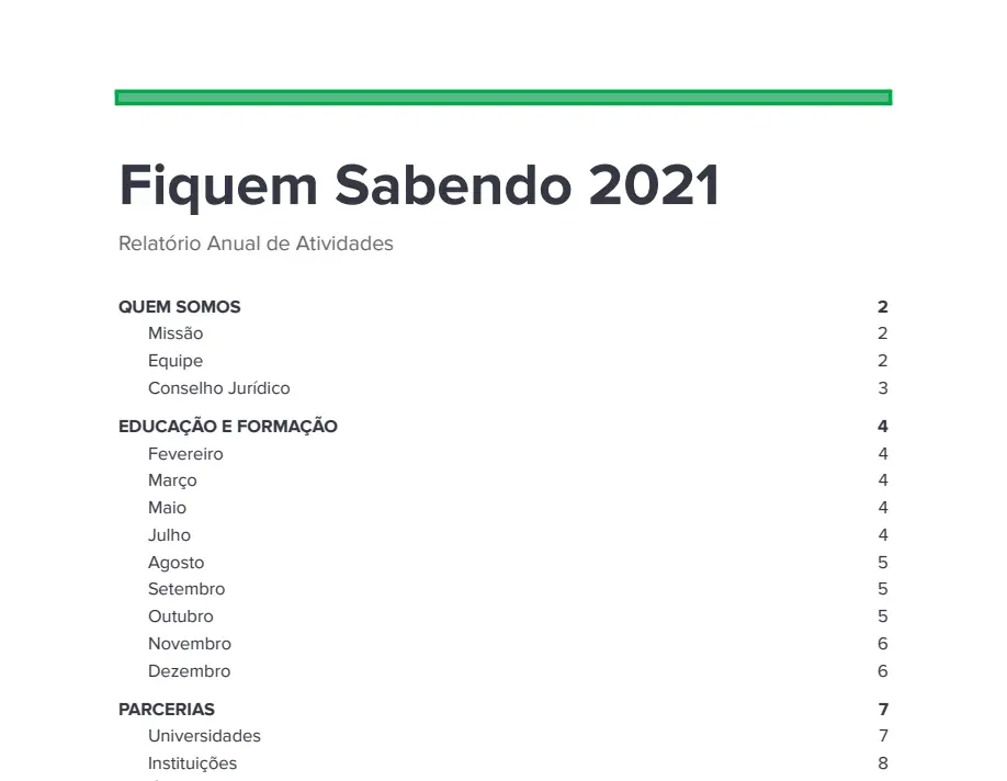 Relatório de Atividades 2021
